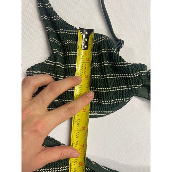 Abercrombie & Fitch Green Striped Smocked Underwire Bikini Set Medium Beach - Picture 11 of 11